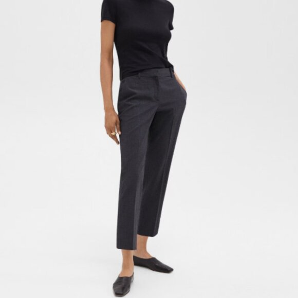 Theory Dark Grey Wool Mini Houndstooth Treeca Pant in Size 8 - Picture 5 of 9